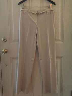 Ann Taylor LOFT Women's Marisa Boot Leg Pants With Belt/Stretch/Cream/Size 8/NWT